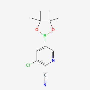 molecular formula C12H14BClN2O2 B1429212 3-Chloro-5-(4,4,5,5-tetramethyl-1,3,2-dioxaborolan-2-YL)picolinonitrile CAS No. 1220219-63-5