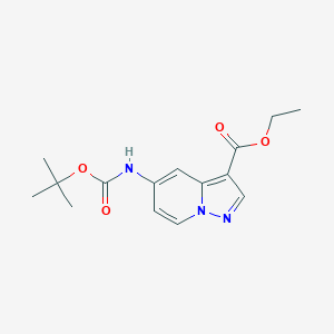 molecular formula C15H19N3O4 B1429250 Ethyl 5-((tert-butoxycarbonyl)amino)pyrazolo[1,5-a]pyridine-3-carboxylate CAS No. 1101120-33-5