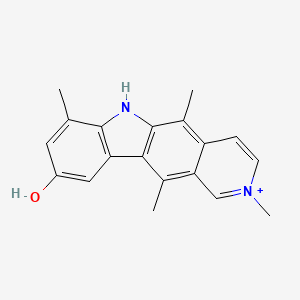 molecular formula C19H19N2O+ B14292521 9-Hydroxy-2,5,7,11-tetramethyl-6H-pyrido[4,3-b]carbazol-2-ium CAS No. 116364-36-4