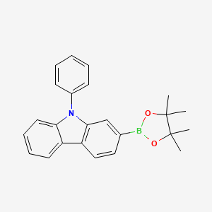 molecular formula C24H24BNO2 B1429268 9-Phenyl-2-(4,4,5,5-tetramethyl-1,3,2-dioxaborolan-2-yl)-9H-carbazole CAS No. 1246669-45-3