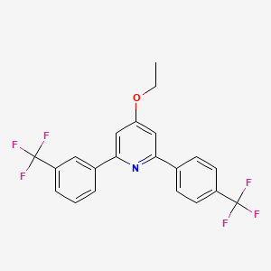 molecular formula C21H15F6NO B14292687 Pyridine, 4-ethoxy-2-(3-(trifluoromethyl)phenyl)-6-(4-(trifluoromethyl)phenyl)- CAS No. 116579-43-2