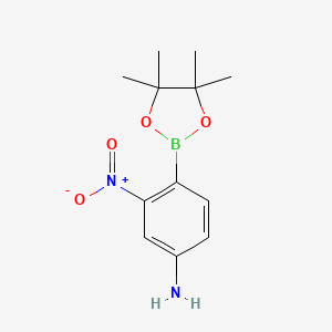 molecular formula C12H17BN2O4 B1429270 3-Nitro-4-(4,4,5,5-tetramethyl-1,3,2-dioxaborolan-2-yl)aniline CAS No. 928847-00-1
