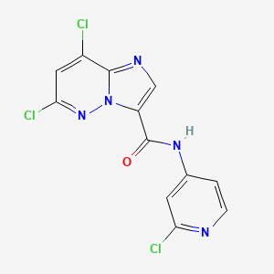 molecular formula C12H6Cl3N5O B1429278 6,8-Dichloro-N-(2-chloropyridin-4-yl)imidazo[1,2-b]pyridazine-3-carboxamide CAS No. 1177416-21-5