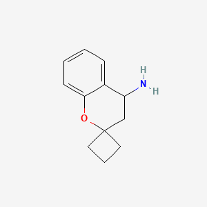 molecular formula C12H15NO B1429285 3,4-Dihydrospiro[1-benzopyran-2,1'-cyclobutane]-4-amine CAS No. 934554-38-8