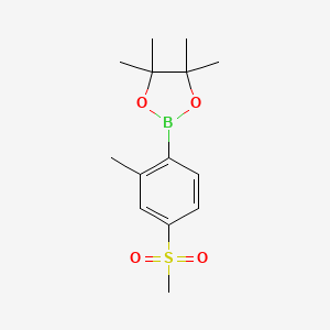 molecular formula C14H21BO4S B1429291 4,4,5,5-四甲基-2-(2-甲基-4-(甲磺酰基)苯基)-1,3,2-二氧杂硼环丁烷 CAS No. 1011459-26-9