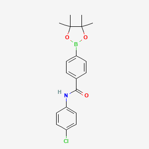 molecular formula C19H21BClNO3 B1429310 N-(4-Chlorophenyl)-4-(4,4,5,5-tetramethyl-1,3,2-dioxaborolan-2-yl)benzamide CAS No. 2096339-42-1