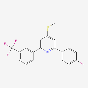 molecular formula C19H13F4NS B14293397 Pyridine, 2-(4-fluorophenyl)-4-(methylthio)-6-(3-(trifluoromethyl)phenyl)- CAS No. 116579-33-0