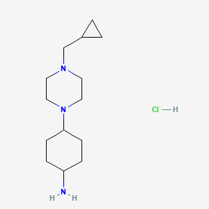 molecular formula C14H28ClN3 B1429367 Cyclohexanamine,4-[4-(cyclopropylmethyl)-1-piperazinyl]-,hydrochloride,trans- CAS No. 876371-19-6