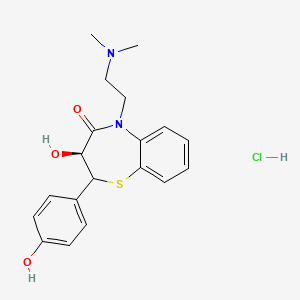 molecular formula C19H23ClN2O3S B1429385 (3S)-5-[2-(dimethylamino)ethyl]-3-hydroxy-2-(4-hydroxyphenyl)-2,3-dihydro-1,5-benzothiazepin-4-one;hydrochloride CAS No. 96252-32-3