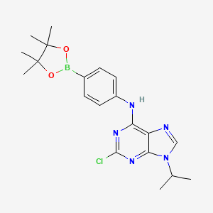 molecular formula C20H25BClN5O2 B1429396 2-Chloro-9-isopropyl-N-(4-(4,4,5,5-tetramethyl-1,3,2-dioxaborolan-2-yl)phenyl)-9H-purin-6-amine CAS No. 1056016-74-0