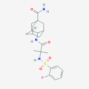 molecular formula C21H28FN3O4S B1429403 N-[1-(5-carbaMoylAdaMantan-2-ylaMino)-1-oxo-2-Methyl-2-propanyl]-2-fluorobenzenesulfonaMid CAS No. 1422025-27-1