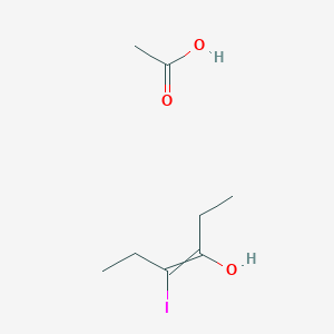 molecular formula C8H15IO3 B14294078 Acetic acid;4-iodohex-3-en-3-ol CAS No. 112701-53-8