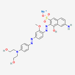 molecular formula C27H27N6NaO7S B14294090 6-Amino-3-((4-((4-(bis(2-hydroxyethyl)amino)phenyl)azo)-2-methoxyphenyl)azo)-4-hydroxy-2-naphthalenesulfonic acid, monosodium salt CAS No. 127750-23-6