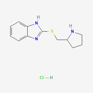 molecular formula C12H16ClN3S B1429418 2-((pyrrolidin-2-ylmethyl)thio)-1H-benzo[d]imidazole hydrochloride CAS No. 1420799-77-4