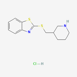molecular formula C13H17ClN2S2 B1429436 2-((Piperidin-3-ylmethyl)thio)benzo[d]thiazole hydrochloride CAS No. 1211465-94-9