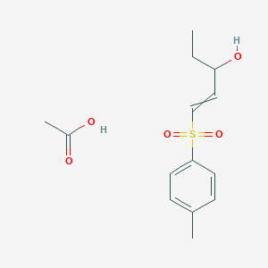 molecular formula C14H20O5S B14294366 Acetic acid;1-(4-methylphenyl)sulfonylpent-1-en-3-ol CAS No. 121034-01-3