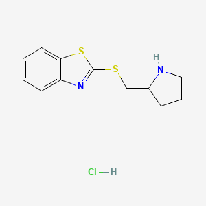 molecular formula C12H15ClN2S2 B1429441 2-((Pyrrolidin-2-ylmethyl)thio)benzo[d]thiazole hydrochloride CAS No. 1420899-46-2