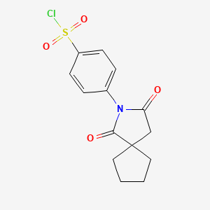 molecular formula C14H14ClNO4S B1429453 4-(1,3-Dioxo-2-azaspiro[4.4]non-2-yl)benzenesulfonyl chloride CAS No. 1378261-28-9