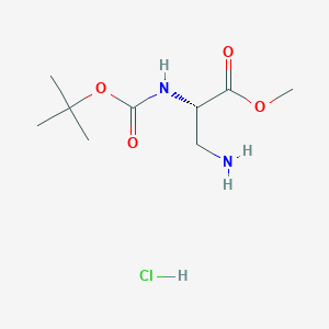 molecular formula C9H19ClN2O4 B1429457 (S)-Methyl 3-amino-2-((tert-butoxycarbonyl)amino)propanoate hydrochloride CAS No. 181228-33-1