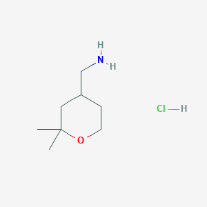 molecular formula C8H18ClNO B1429458 (2,2-Dimethyltetrahydro-2H-pyran-4-yl)methanamine hydrochloride CAS No. 1311254-48-4
