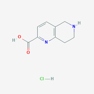 molecular formula C9H11ClN2O2 B1429461 5,6,7,8-Tetrahydro-1,6-naphthyridine-2-carboxylic acid hydrochloride CAS No. 1057652-51-3