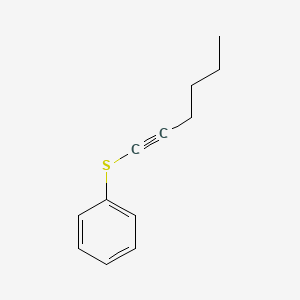 molecular formula C12H14S B14294658 Benzene, (1-hexynylthio)- CAS No. 127894-31-9