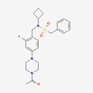 molecular formula C24H30FN3O3S B1429469 N-[4-(4-Acetylpiperazin-1-yl)-2-fluorobenzyl]-N-cyclobutyl-C-phenyl-methanesulfonamide CAS No. 1445901-80-3