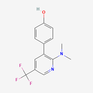 molecular formula C14H13F3N2O B1429474 4-(2-Dimethylamino-5-trifluoromethyl-pyridin-3-yl)-phenol CAS No. 1311278-20-2