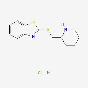 molecular formula C13H17ClN2S2 B1429482 2-((Piperidin-2-ylmethyl)thio)benzo[d]thiazole hydrochloride CAS No. 1420964-81-3