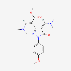 molecular formula C19H24N4O4 B1429485 methyl (2E)-3-(dimethylamino)-2-[(4Z)-4-[(dimethylamino)methylene]-1-(4-methoxyphenyl)-5-oxo-4,5-dihydro-1H-pyrazol-3-yl]acrylate CAS No. 1379821-58-5