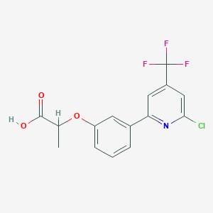 molecular formula C15H11ClF3NO3 B1429489 2-[3-(6-Chloro-4-trifluoromethyl-pyridin-2-yl)-phenoxy]-propionic acid CAS No. 1311278-53-1