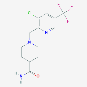 molecular formula C13H15ClF3N3O B1429490 1-(3-Chloro-5-trifluoromethyl-pyridin-2-ylmethyl)-piperidine-4-carboxylic acid amide CAS No. 1311280-28-0