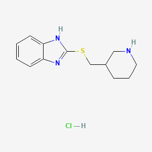 molecular formula C13H18ClN3S B1429491 2-((piperidin-3-ylmethyl)thio)-1H-benzo[d]imidazole hydrochloride CAS No. 1211479-17-2