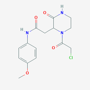 molecular formula C15H18ClN3O4 B1429496 2-[1-(chloroacetyl)-3-oxopiperazin-2-yl]-N-(4-methoxyphenyl)acetamide CAS No. 1379811-23-0