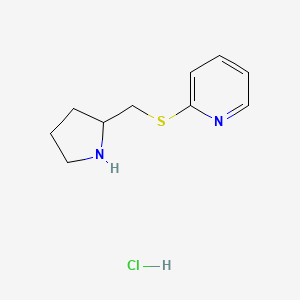 molecular formula C10H15ClN2S B1429499 2-((Pyrrolidin-2-ylmethyl)thio)pyridine hydrochloride CAS No. 1421002-29-0