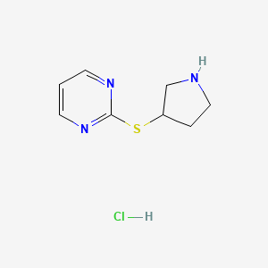 molecular formula C8H12ClN3S B1429501 2-(Pyrrolidin-3-ylthio)pyrimidine hydrochloride CAS No. 1420796-15-1