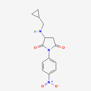molecular formula C14H15N3O4 B1429511 3-[(Cyclopropylmethyl)amino]-1-(4-nitrophenyl)pyrrolidine-2,5-dione CAS No. 1415719-06-0