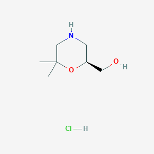 molecular formula C7H16ClNO2 B1429517 (S)-(6,6-Dimethylmorpholin-2-yl)methanol hydrochloride CAS No. 1416444-80-8