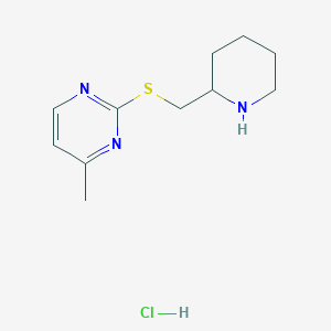 molecular formula C11H18ClN3S B1429523 4-Methyl-2-((piperidin-2-ylmethyl)thio)pyrimidine hydrochloride CAS No. 1420843-82-8