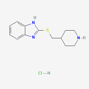 molecular formula C13H18ClN3S B1429529 2-((piperidin-4-ylmethyl)thio)-1H-benzo[d]imidazole hydrochloride CAS No. 1211450-86-0