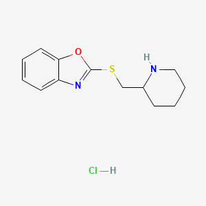 molecular formula C13H17ClN2OS B1429530 2-((Piperidin-2-ylmethyl)thio)benzo[d]oxazole hydrochloride CAS No. 94126-16-6