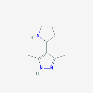 molecular formula C9H15N3 B1429539 3,5-dimethyl-4-(pyrrolidin-2-yl)-1H-pyrazole CAS No. 1367696-70-5