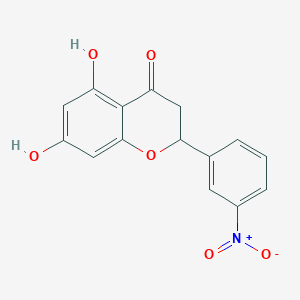 molecular formula C15H11NO6 B14295423 5,7-Dihydroxy-2-(3-nitrophenyl)-2,3-dihydro-4H-1-benzopyran-4-one CAS No. 115782-42-8