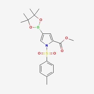 molecular formula C19H24BNO6S B1429552 Methyl 4-(4,4,5,5-tetramethyl-1,3,2-dioxaborolan-2-yl)-1-tosyl-1H-pyrrole-2-carboxylate CAS No. 869886-86-2