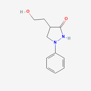 molecular formula C11H14N2O2 B14295590 4-(2-Hydroxy-ethyl)-1-phenyl-pyrazolidin-3-one CAS No. 113410-22-3