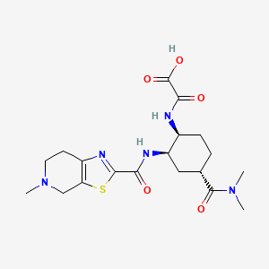 molecular formula C19H27N5O5S B1429560 2-(((1S,2R,4s)-4-(dimethylcarbamoyl)-2-(5-methyl-4,5,6,7-tetrahydrothiazolo[5,4-c]pyridine-2-carboxamido)cyclohexyl)amino)-2-oxoacetic acid CAS No. 767625-11-6