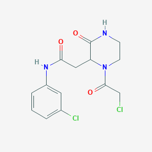 molecular formula C14H15Cl2N3O3 B1429605 2-[1-(chloroacetyl)-3-oxopiperazin-2-yl]-N-(3-chlorophenyl)acetamide CAS No. 1379811-21-8