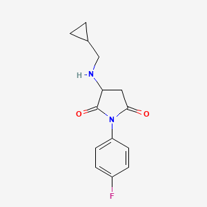 molecular formula C14H15FN2O2 B1429609 3-[(Cyclopropylmethyl)amino]-1-(4-fluorophenyl)pyrrolidine-2,5-dione CAS No. 1415719-10-6
