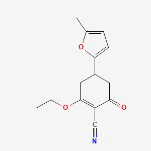 molecular formula C14H15NO3 B1429629 2-Ethoxy-4-(5-methyl-2-furyl)-6-oxocyclohex-1-ene-1-carbonitrile CAS No. 1428139-77-8