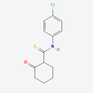 molecular formula C13H14ClNOS B14296303 Cyclohexanecarbothioamide, N-(4-chlorophenyl)-2-oxo- CAS No. 114964-24-8